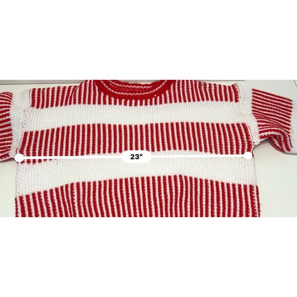 Vintage inspired Zaful cropped red and white sweater. Size XL. - Picture 5 of 8